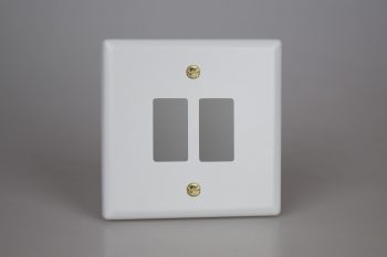 Varilight Vogue Matt White 2-Gang PowerGrid Plate including Yoke (Single Plate)