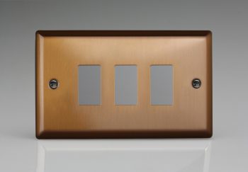 Varilight Urban Brushed Bronze 3-Gang PowerGrid Plate including Yoke (Twin Plate)