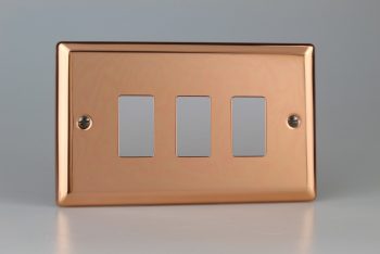 Varilight Urban Polished Copper 3-Gang PowerGrid Plate including Yoke (Twin Plate)