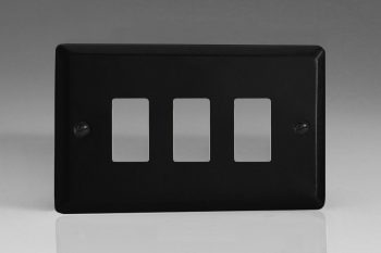 Varilight Urban/Vogue Matt Black 3-Gang PowerGrid Plate including Yoke (Twin Plate)