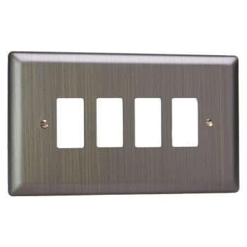 Varilight Urban Antique Brass 4-Gang PowerGrid Plate including Yoke (Twin Plate)