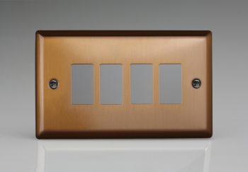 Varilight Urban Brushed Bronze 4-Gang PowerGrid Plate including Yoke (Twin Plate)