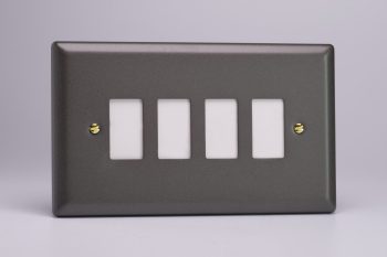 Varilight Vogue Slate Grey 4-Gang PowerGrid Plate including Yoke (Twin Plate)
