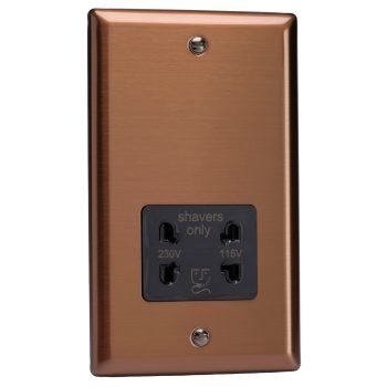 Varilight Urban Brushed Bronze Dual Voltage Shaver Socket 230V/115V