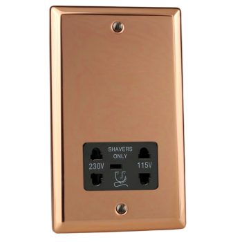 Varilight Urban Polished Copper Dual Voltage Shaver Socket 230V/115V