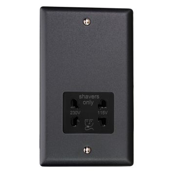 Varilight Urban Matt Black Dual Voltage Shaver Socket 230V/115V