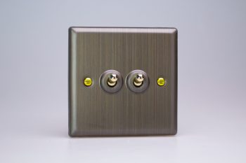 Varilight Urban Antique Brass 2-Gang 10A 1- or 2-Way Toggle Switch
