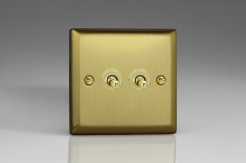 Varilight Urban Brushed Brass 2-Gang 10A 1- or 2-Way Toggle Switch