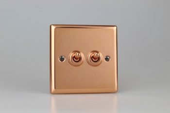 Varilight Urban Polished Copper 2-Gang 10A 1- or 2-Way Toggle Switch