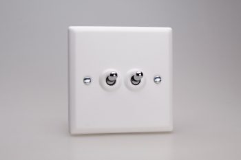 Varilight Classic Chalk White 2-Gang 10A 1- or 2-Way Toggle Switch