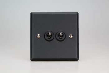 Varilight Urban Matt Black 2-Gang 10A 1- or 2-Way Toggle Switch