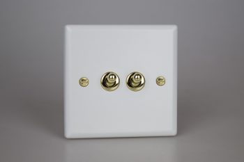 Varilight Vogue Matt White 2-Gang 10A 1- or 2-Way Toggle Switch