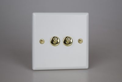 Varilight Vogue Matt White 2-Gang 10A 1- or 2-Way Toggle Switch