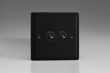 Varilight Urban Matt Black 2-Gang (10A Intermediate Switch + 10A 1- or 2-Way Toggle Switch)