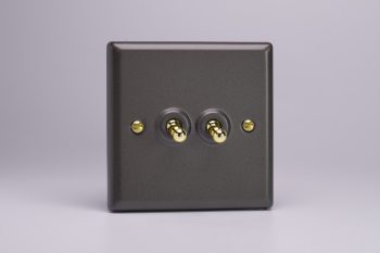Varilight Vogue Slate Grey 2-Gang 10A Intermediate Toggle Switch