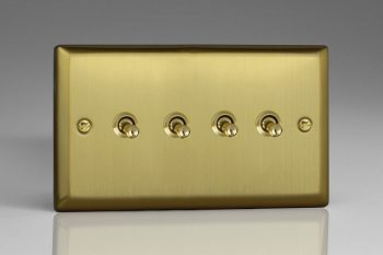 Varilight Urban Brushed Brass 4-Gang 10A 1- or 2-Way Toggle Switch (Twin Plate)