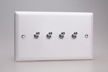 Varilight Classic Chalk White 4-Gang 10A 1- or 2-Way Toggle Switch (Twin Plate)