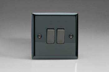 Varilight Classic Iridium Black 2-Gang 10A Intermediate Rocker Switch with Metal Rockers