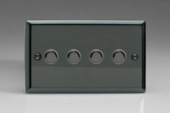 Varilight Classic Iridium Black 4-Gang 6A 1-Way Push-to-Make Momentary Switch (Twin Plate)