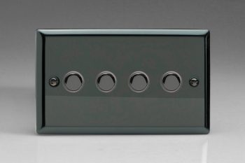 Varilight Classic Iridium Black  4-Gang 6A 1- or 2-Way Push-On/Off Impulse Switch (Twin Plate)