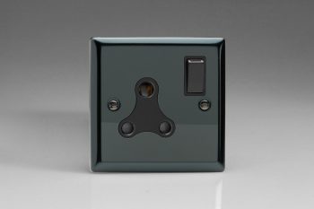 Varilight Classic Iridium Black 1-Gang 15A Round Pin Socket