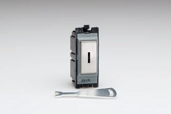 Varilight Brushed Steel 20A 1-Way Double Pole Key Switch Module