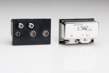 Varilight Black 5 Outlet Module Sat x 2/TV/Screened Return/FM (+DAB) (3 DataGrid Spaces)