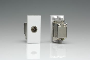 Varilight White Co-axial TV Socket, Female (Screened Return) (1 DataGrid Space) Module