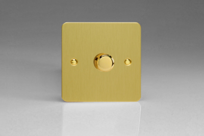 Varilight Ultraflat Brushed Brass 1-Gang 2-Way Push-On/Off Rotary Dimmer 1 x 60-400W