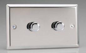 Varilght Classic Mirror Chrome 2 Gang 400w 2 Way Trailing Edge & LED Dimmer Switch