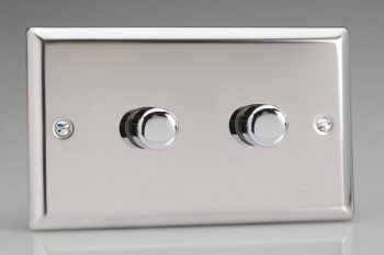 Varilght Classic Mirror Chrome 2 Gang 400w 2 Way Trailing Edge & LED Dimmer Switch