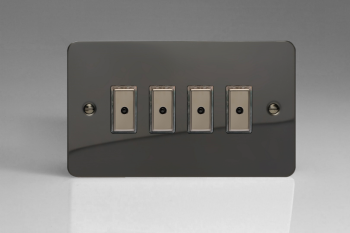Varilight Ultraflat Iridium Black 4-Gang 1-Way Remote/Tactile Touch Control Master LED Dimmer 4 x 0-100W (1-10 LEDs)