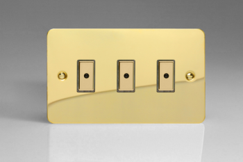 Varilight Ultraflat Polished Brass 3-Gang 1-Way Remote/Tactile Touch Control Master LED Dimmer 3 x 0-100W (1-10 LEDs)