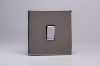 Varilight Flat Plate Screwless Pewter 1-Gang 10A Intermediate Rocker Switch