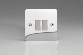 Varilight Ultraflat Polished Chrome 2-Gang 10A 1- or 2-Way Rocker Switch