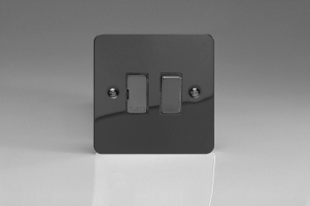 Varilight Ultraflat Iridium Black 13A Switched Fused Spur with Metal Inserts