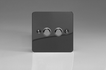 Varilight Ultraflat Iridium Black 2-Gang 6A 1-Way Push-to-Make Momentary Switch