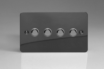 Varilight Ultraflat Iridium Black 4-Gang 6A 1-Way Push-to-Make Momentary Switch (Twin Plate)