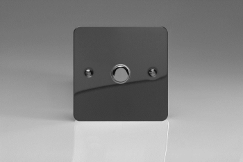 Varilight Ultraflat Iridium Black 1-Gang 6A 1- or 2-Way Push-On/Off Impulse Switch