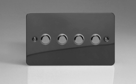 Varilight Ultraflat Iridium Black 4-Gang 6A 1- or 2-Way Push-On/Off Impulse Switch (Twin Plate)