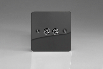Varilight Ultraflat Iridium Black 2-Gang 10A 1- or 2-Way Toggle Switch