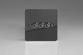 Varilight Ultraflat Iridium Black 3-Gang 10A 1- or 2-Way Toggle Switch