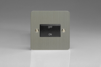 Varilight Ultraflat Brushed Steel 10A Fan Isolating Switch (3 Pole)
