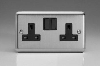 Varilight Classic Matt Chrome 2-Gang 13A Double Pole Switched Socket